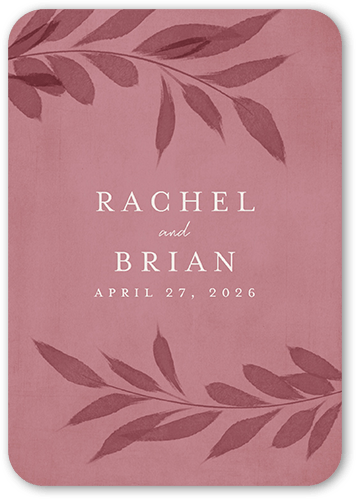 Pressed Leaves Wedding Enclosure Card, Pink, Pearl Shimmer Cardstock, Rounded, Blush