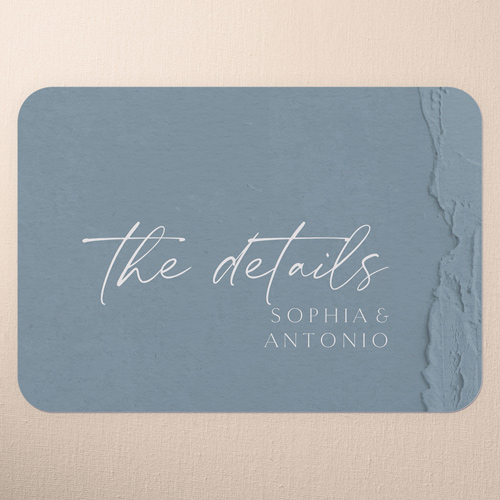 Torn Textures Wedding Enclosure Card, Blue, Pearl Shimmer Cardstock, Rounded