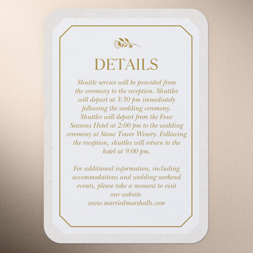 Eloquently Enclosed Wedding Enclosure Card, White, Pearl Shimmer Cardstock, Rounded