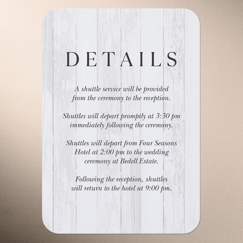 Wooden Wonders Wedding Enclosure Card, White, Pearl Shimmer Cardstock, Rounded, White