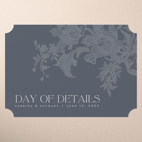 Lace Shadow Wedding Enclosure Card, Gray, Pearl Shimmer Cardstock, Ticket