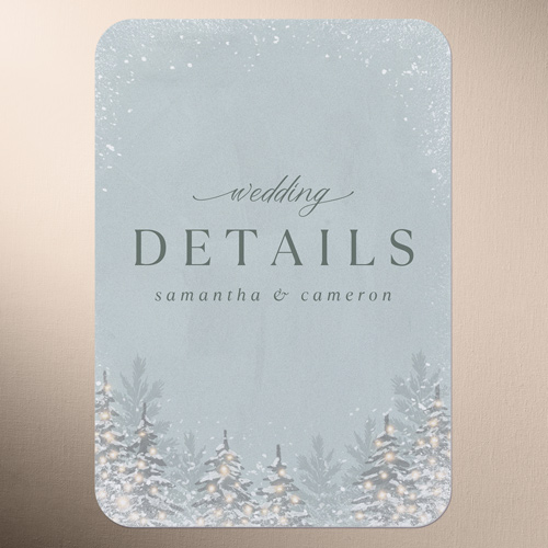 Snowy Wonderland Wedding Enclosure Card, Green, Pearl Shimmer Cardstock, Rounded