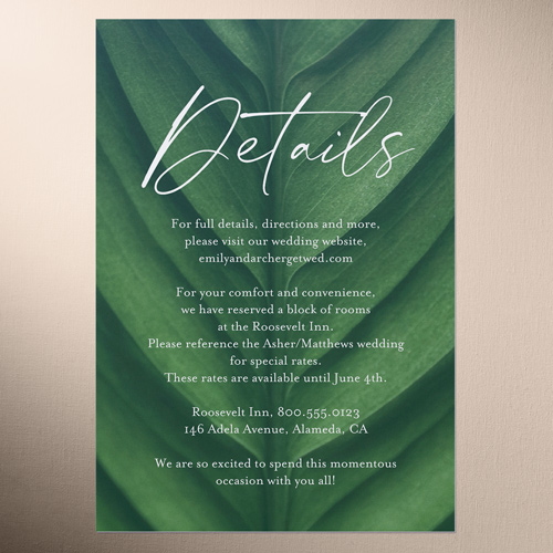 Leafy Lush Wedding Enclosure Card, Green, Matte, 100% Recycled Cardstock , Square, Dark Green