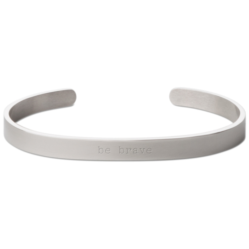 Be Brave Engraved Cuff, Silver