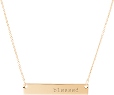 blessed engraved bar necklace