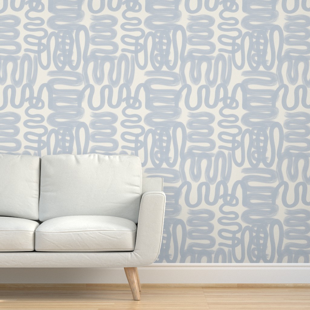 Squiggle - Blue and Cream Wallpaper | Shutterfly