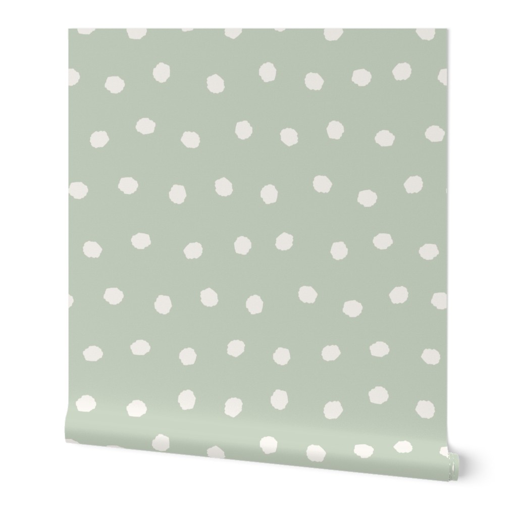 Polka Dots - Mint Green Wallpaper, 2'x12', Prepasted Removable Smooth, Green