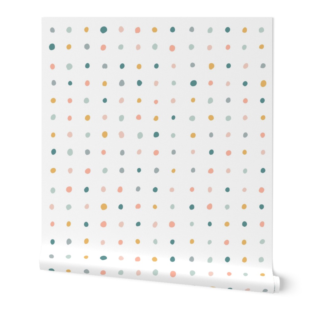 Confectionery Dots - Multi Wallpaper, 2'x3', Prepasted Removable Smooth, Multicolor