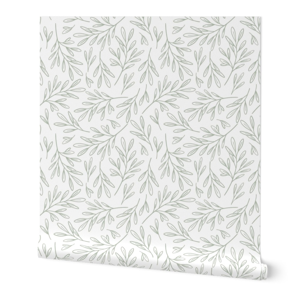 Simple Botanical - Neutral Wallpaper, Test Swatch (2' x 1'), Prepasted Removable Smooth, Gray
