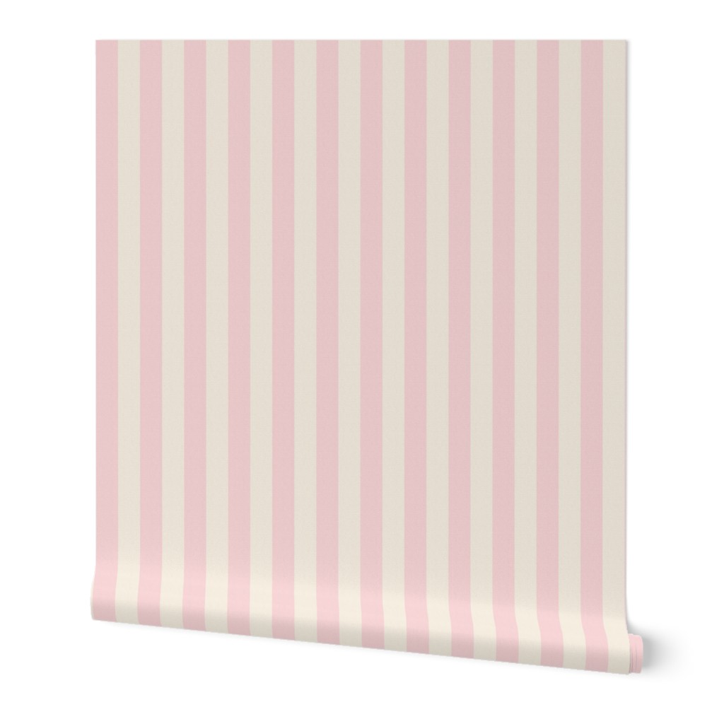 Stripes - Pink and Cream Wallpaper, 2'x12', Prepasted Removable Smooth, Pink