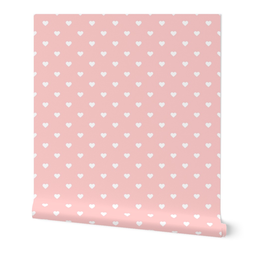 Polka Dot Hearts Wallpaper, 2'x3', Prepasted Removable Smooth, Pink