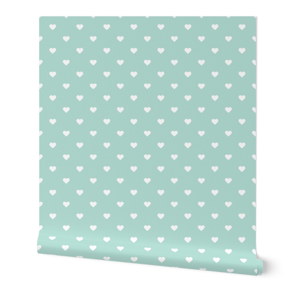 Polka Dot Hearts Wallpaper, 2'x3', Prepasted Removable Smooth, Green