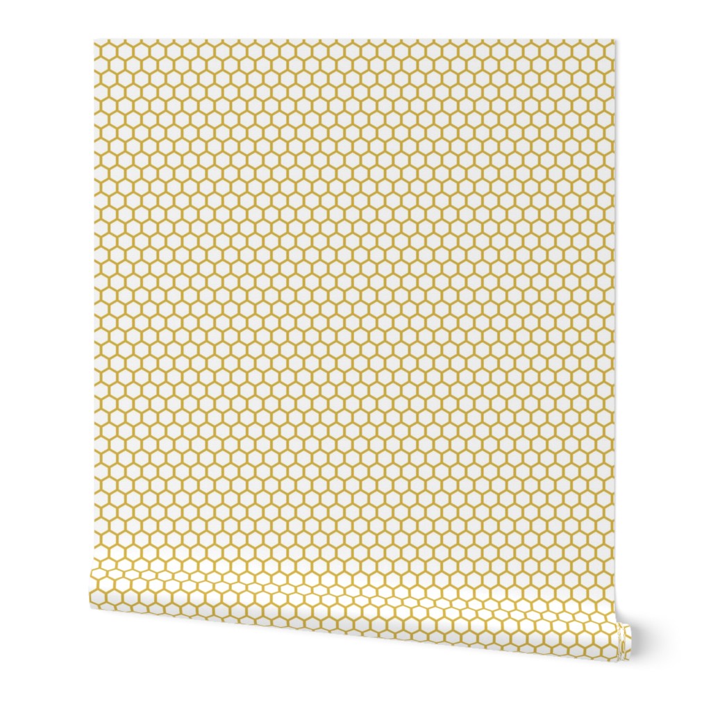 Golden Honeycomb Wallpaper, 2'x12', Prepasted Removable Smooth, Yellow