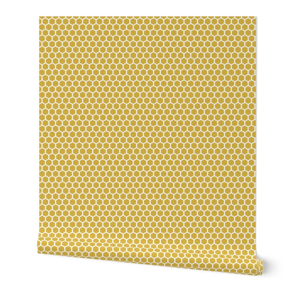 Golden Honeycomb Wallpaper, 2'x12', Prepasted Removable Smooth, Yellow