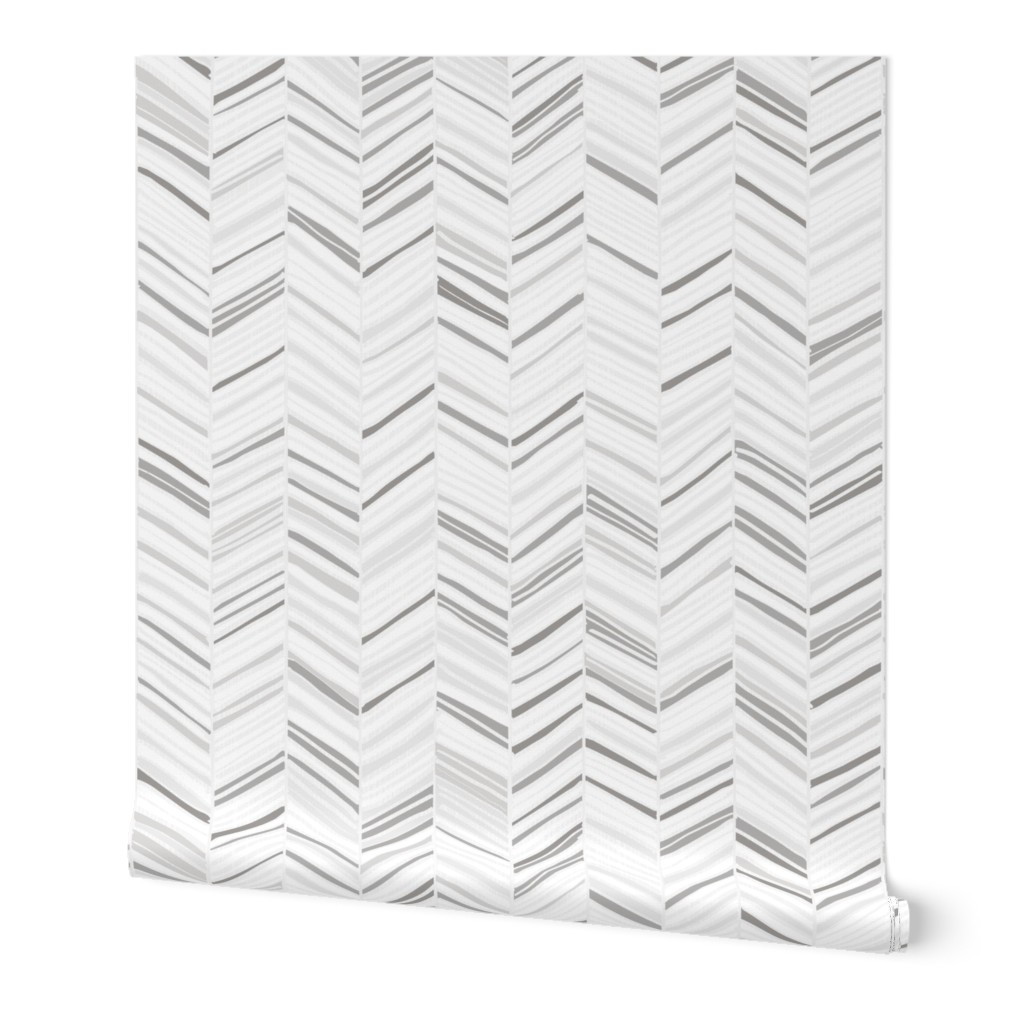Herringbone Hues - Gray Wallpaper, 2'x12', Prepasted Removable Smooth, Gray