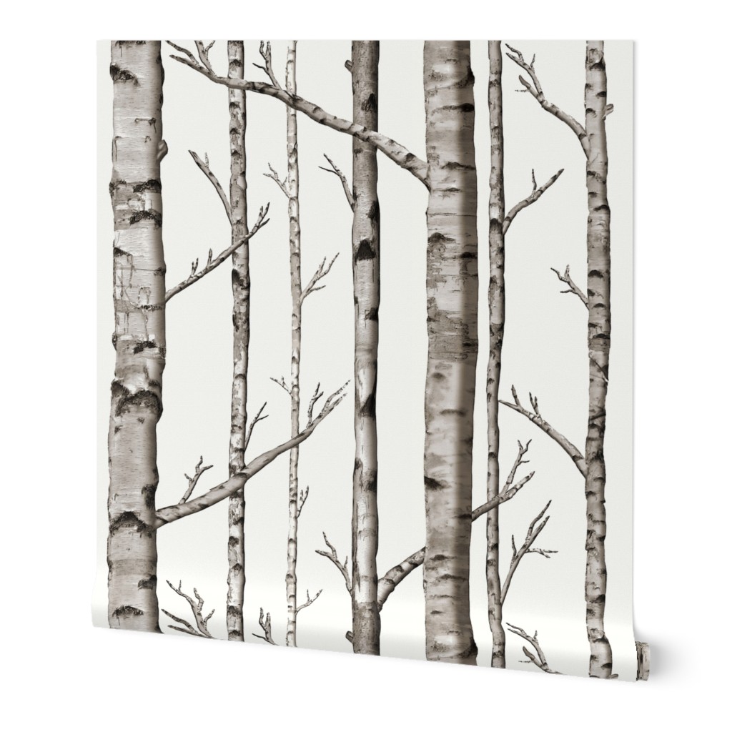 Birch Grove Wallpaper, 2'x3', Prepasted Removable Smooth, Beige