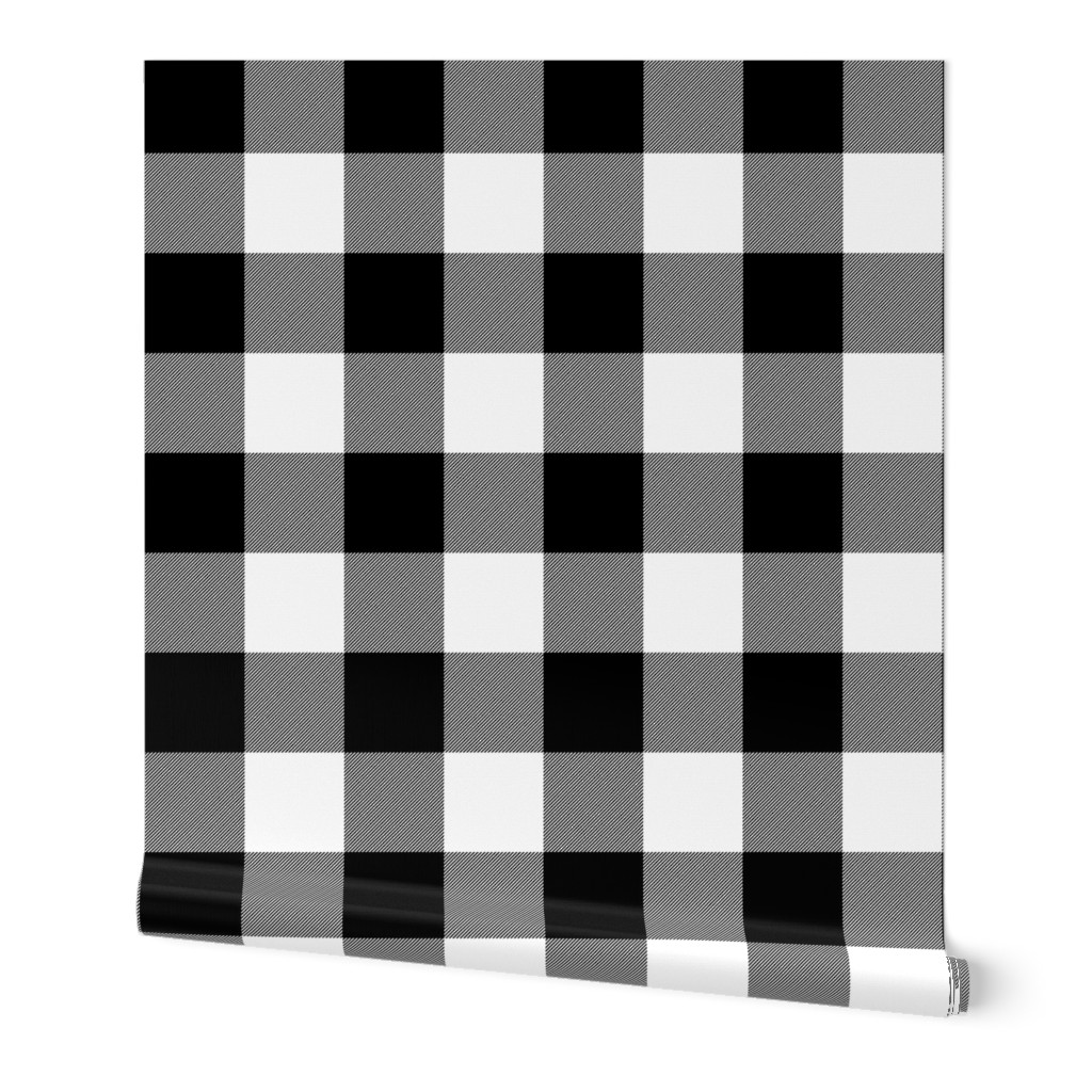 Buffalo Check - Black and White Wallpaper, 2'x12', Prepasted Removable Smooth, Black
