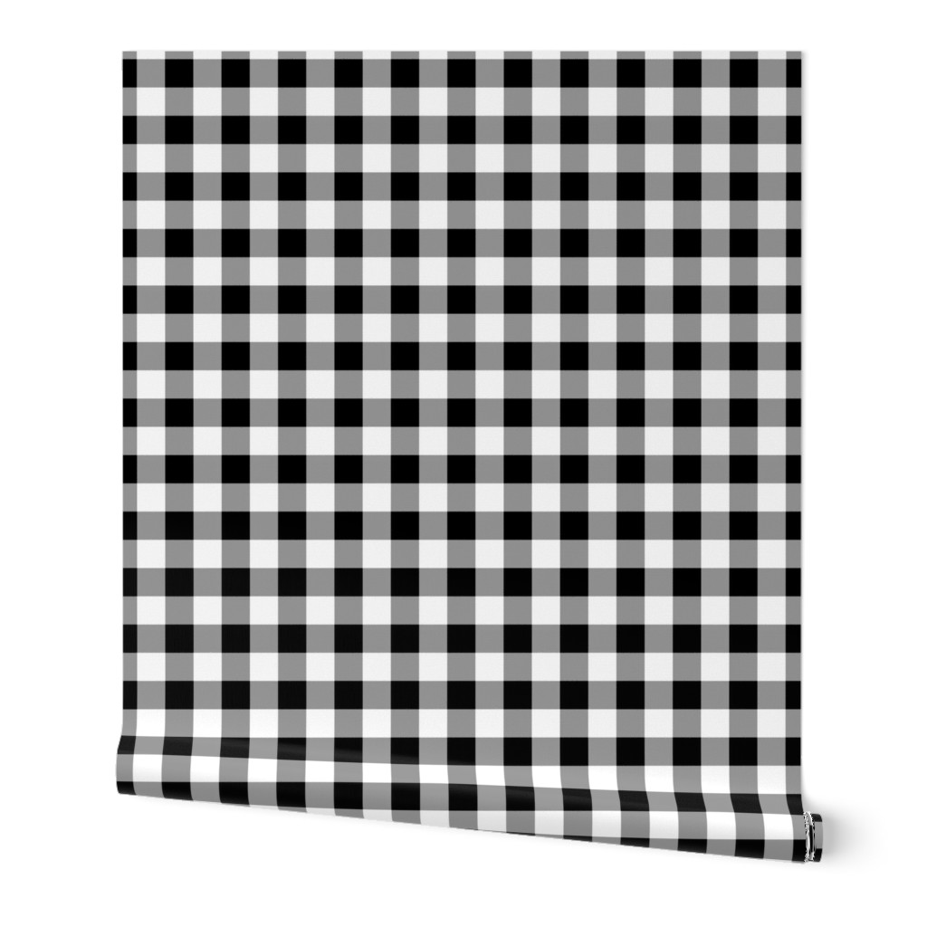 Gingham - Black and White Wallpaper, Test Swatch (2' x 1'), Prepasted Removable Smooth, Black