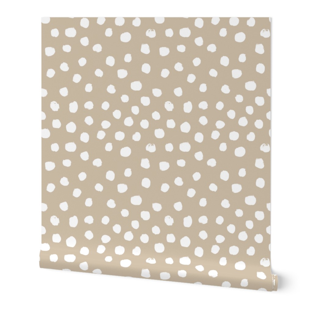 Soft Painted Dots Wallpaper, 2'x3', Prepasted Removable Smooth, Beige