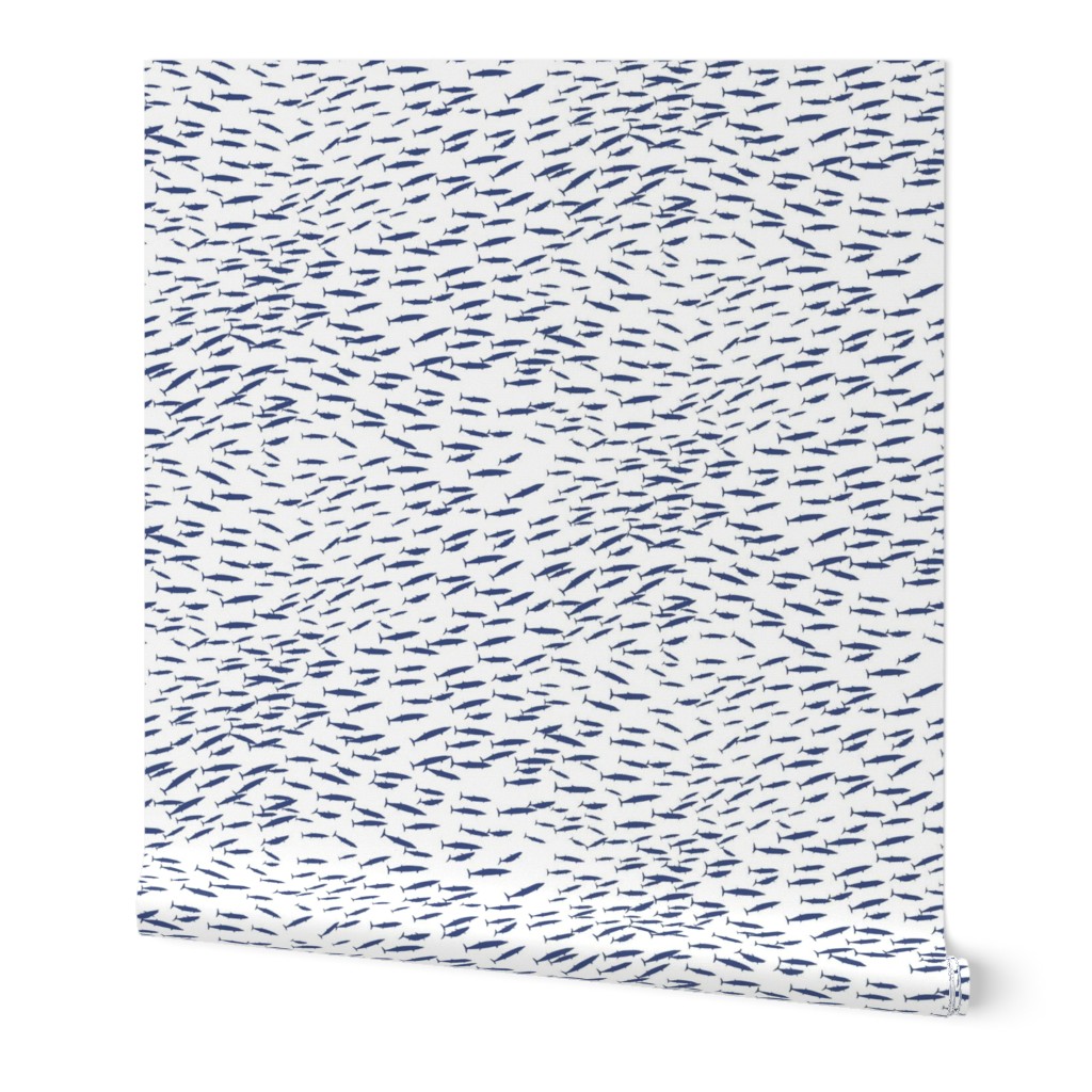 Faded Pelagic - Indigo Wallpaper, 2'x12', Prepasted Removable Smooth, Blue