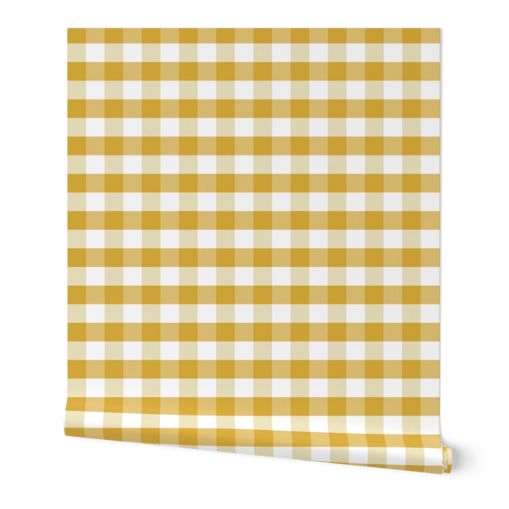 Gingham Check Tartan - Yellow Wallpaper, 2'x12', Prepasted Removable Smooth, Yellow