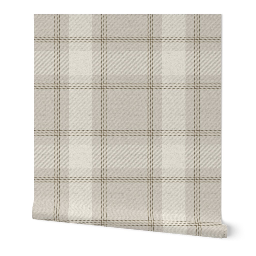 Light Tan Plaid on Texture Wallpaper, 2'x12', Prepasted Removable Smooth, Beige