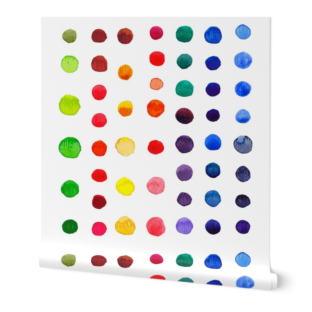 Dots - Rainbow Wallpaper, 2'x3', Prepasted Removable Smooth, Multicolor