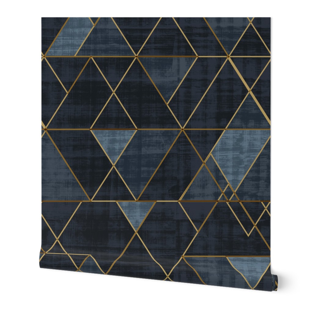 Mod Triangles Wallpaper, 2'x9', Prepasted Removable Smooth, Blue