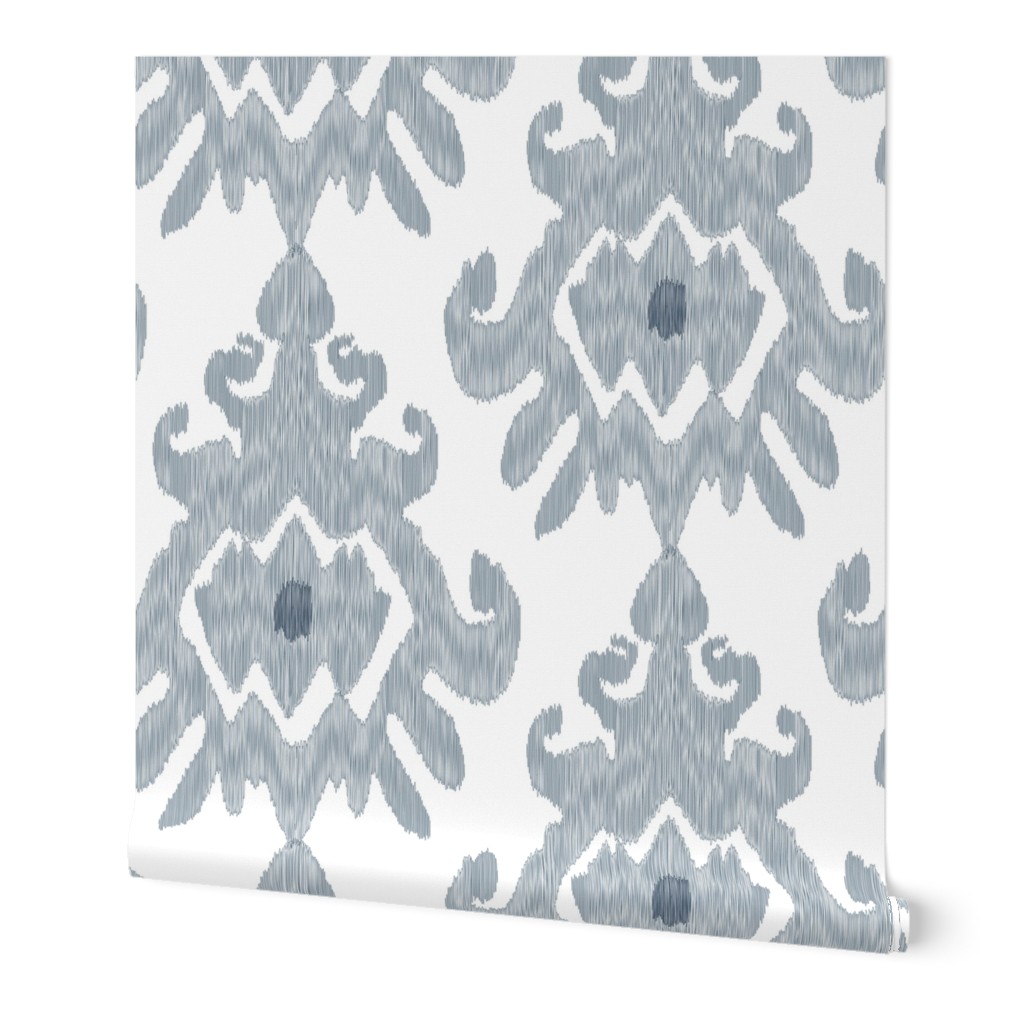 Modern Ikat - Blue Gray Wallpaper, Test Swatch (2' x 1'), Prepasted Removable Smooth, Blue