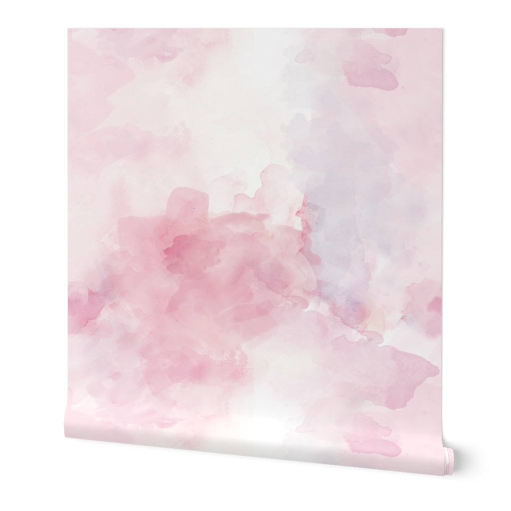 Watercolor - Blush Wallpaper, 2'x12', Prepasted Removable Smooth, Pink