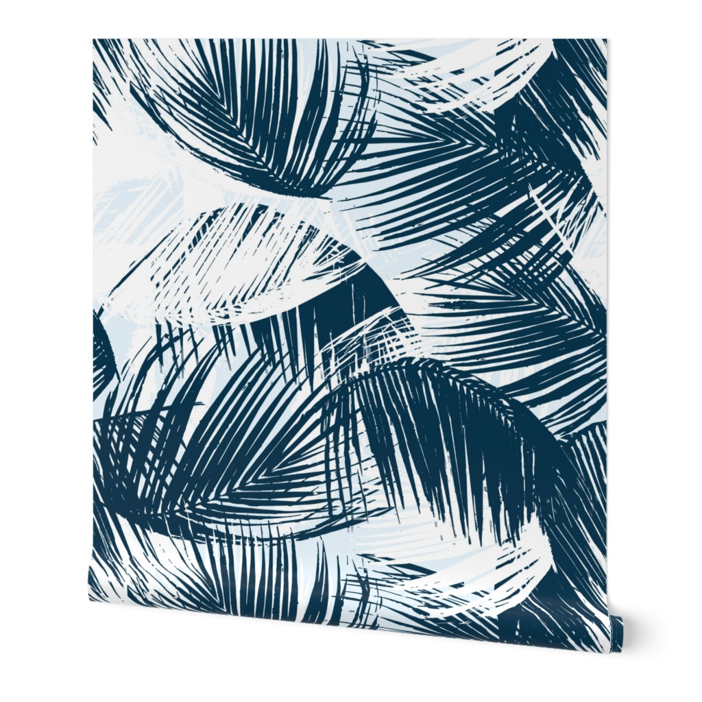 Blue Palm Leaf Wallpaper