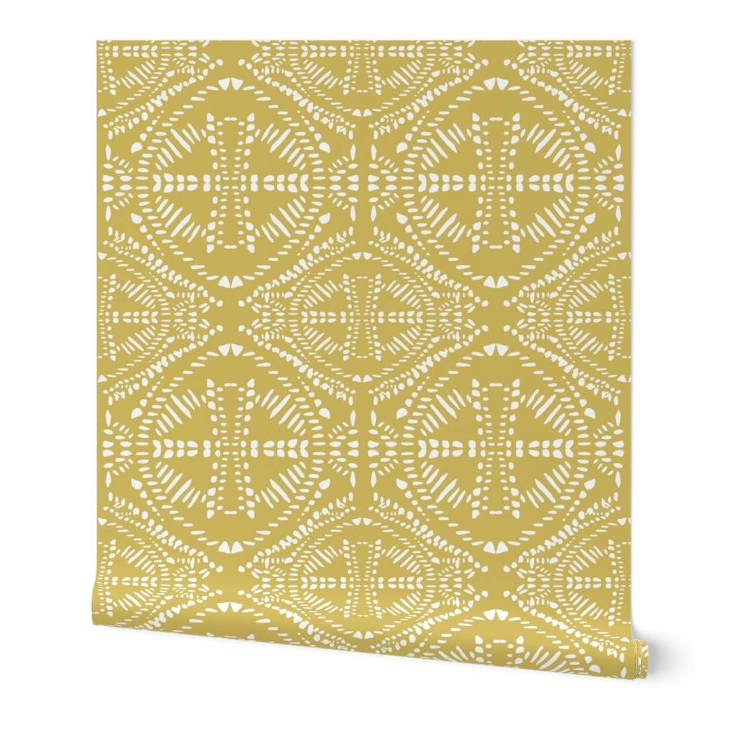 Tribal Times - Yellow Wallpaper, 2'x3', Prepasted Removable Smooth, Yellow