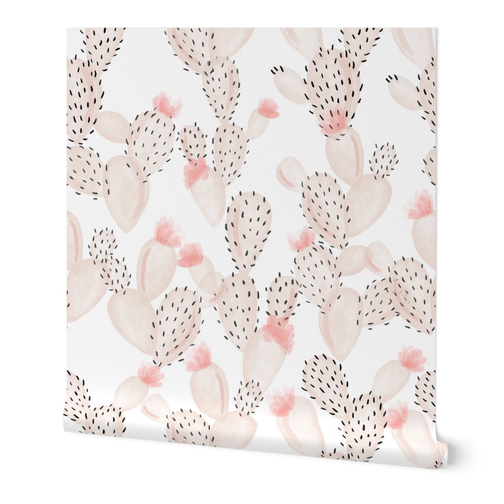 Cactus + Rose - Blush Pink Wallpaper, 2'x3', Prepasted Removable Smooth, Pink