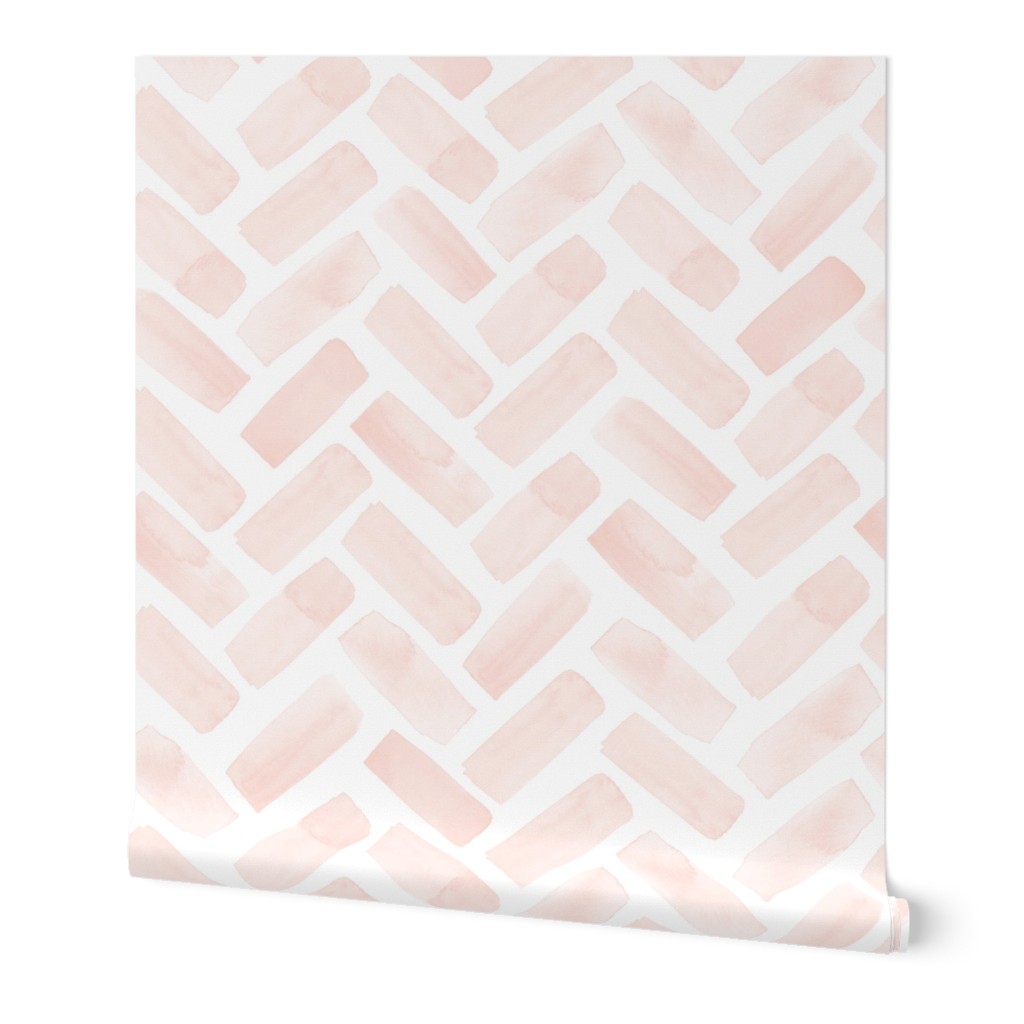Watercolor Herringbone Wallpaper, 2'x3', Prepasted Removable Smooth, Pink