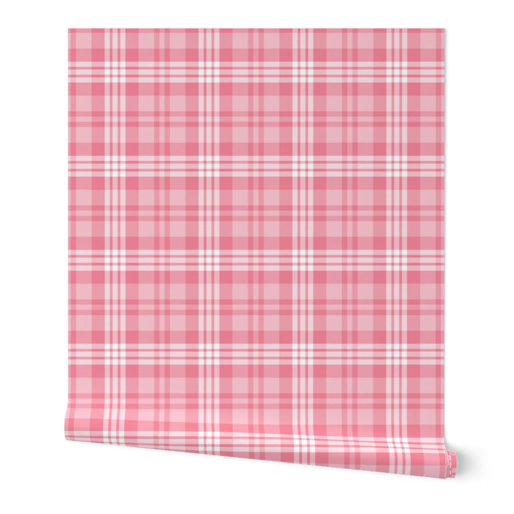 Plaid Pattern Wallpaper, 2'x3', Prepasted Removable Smooth, Pink