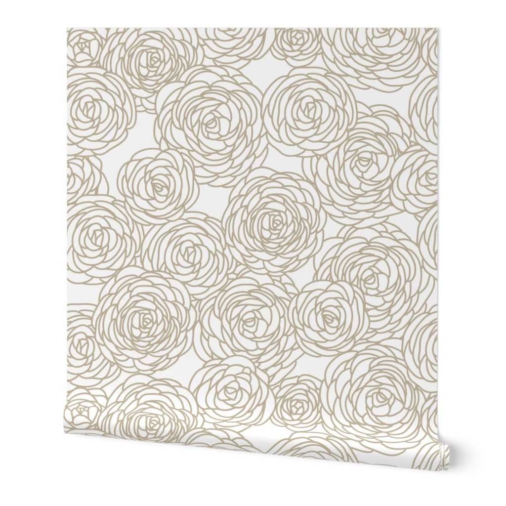 Vintage Floral - Neutral Wallpaper, 2'x9', Prepasted Removable Smooth, Beige