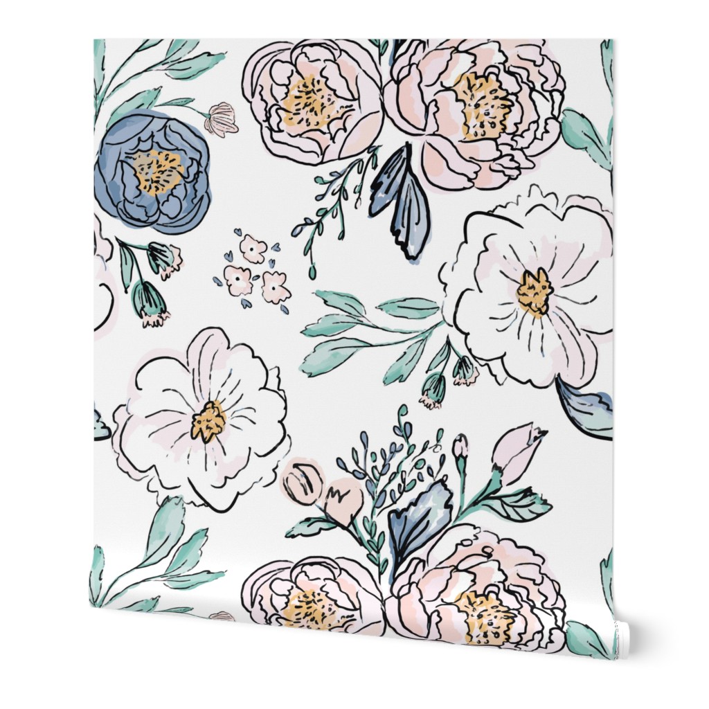 Roses - Multi Wallpaper, 2'x3', Prepasted Removable Smooth, Multicolor