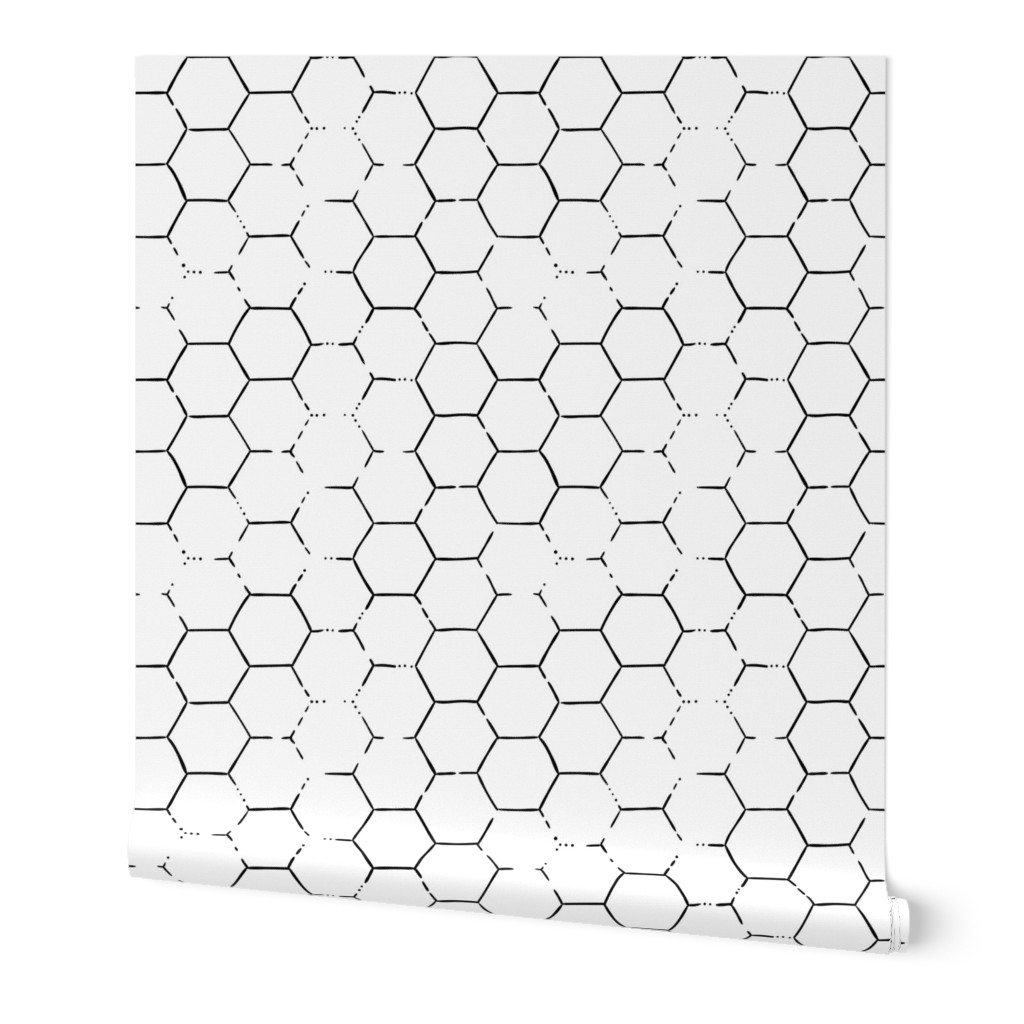 Hex Honeycomb - White Wallpaper, 2'x3', Prepasted Removable Smooth, White