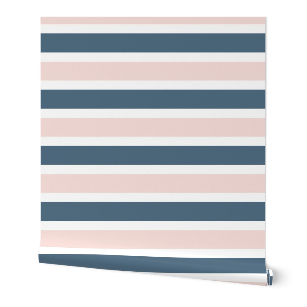 Blush and Blue Stripe Wallpaper, 2'x9', Prepasted Removable Smooth, Multicolor