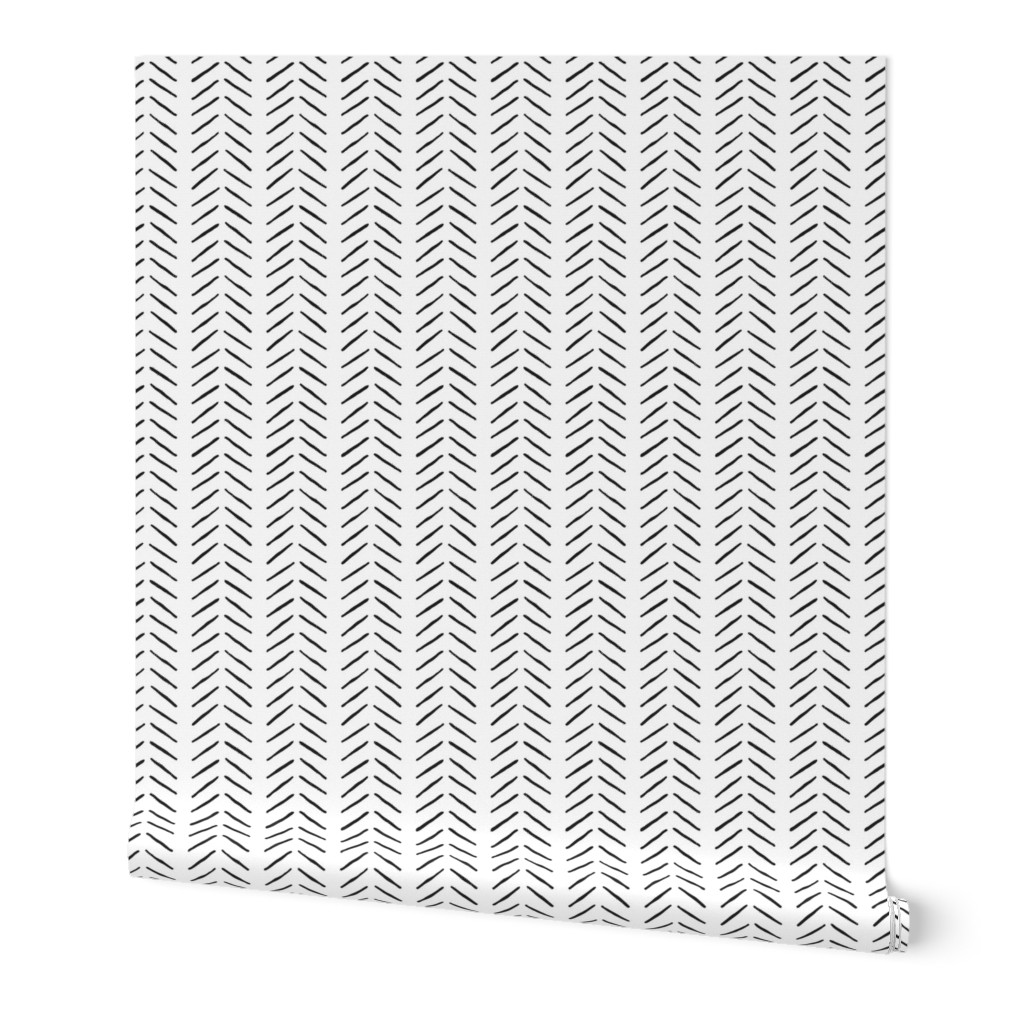 Vertical Herringbone Wallpaper, 2'x9', Prepasted Removable Smooth, Black