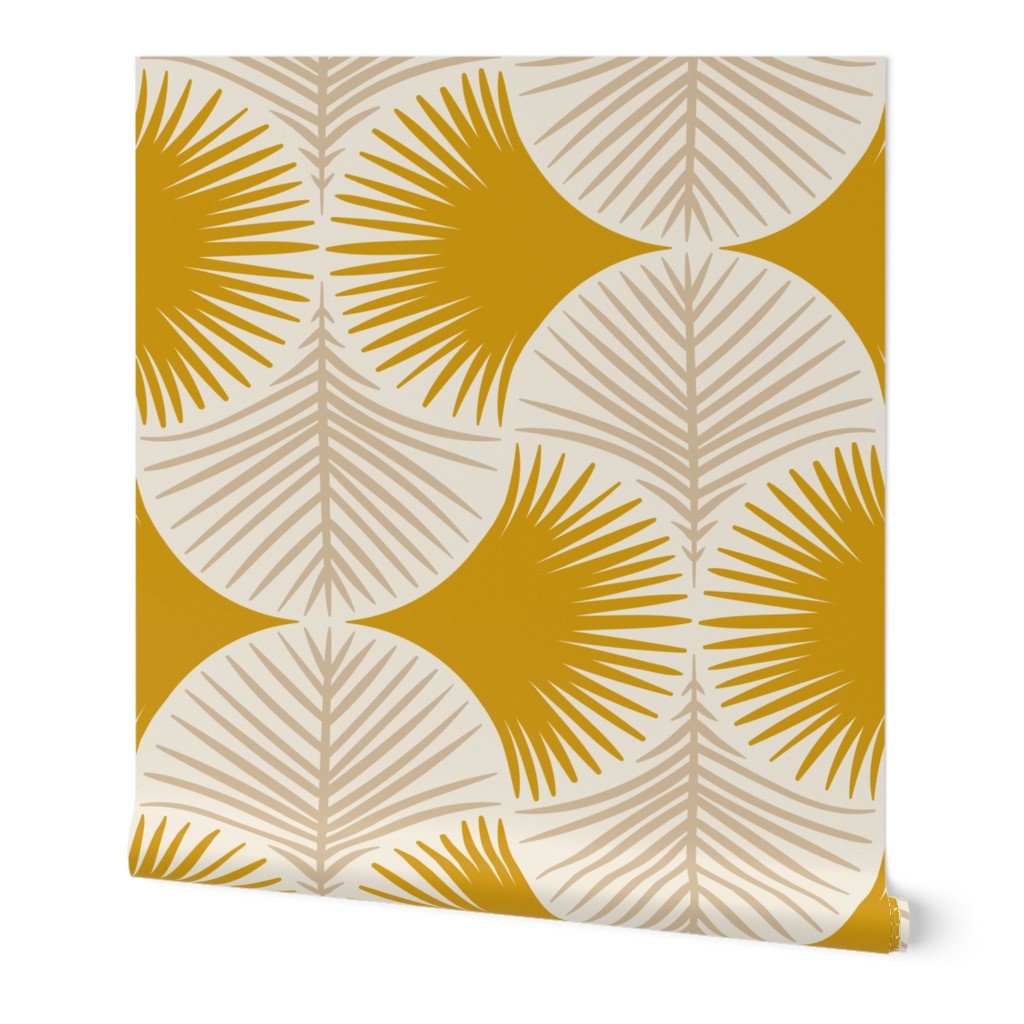 Tropical Geometry Wallpaper, 2'x9', Prepasted Removable Smooth, Yellow