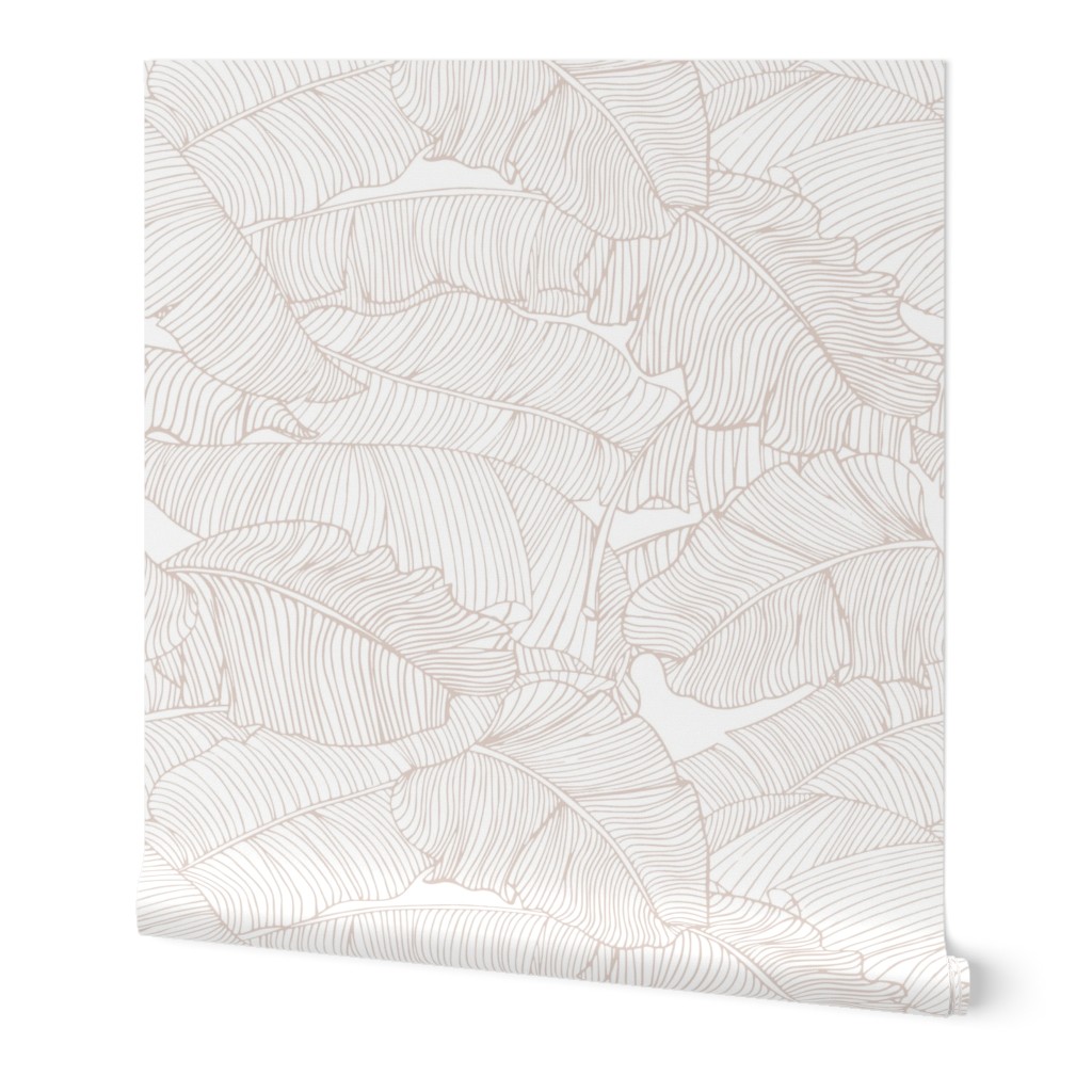 Banana Leaf - Blush Wallpaper, 2'x12', Prepasted Removable Smooth, Beige