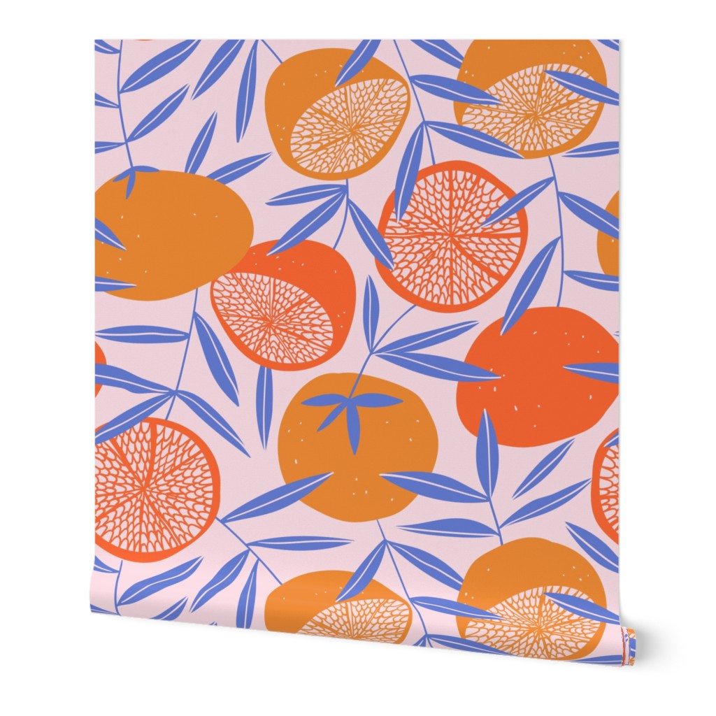 Pop Art Grapefruits - Multi Wallpaper, 2'x3', Prepasted Removable Smooth, Orange