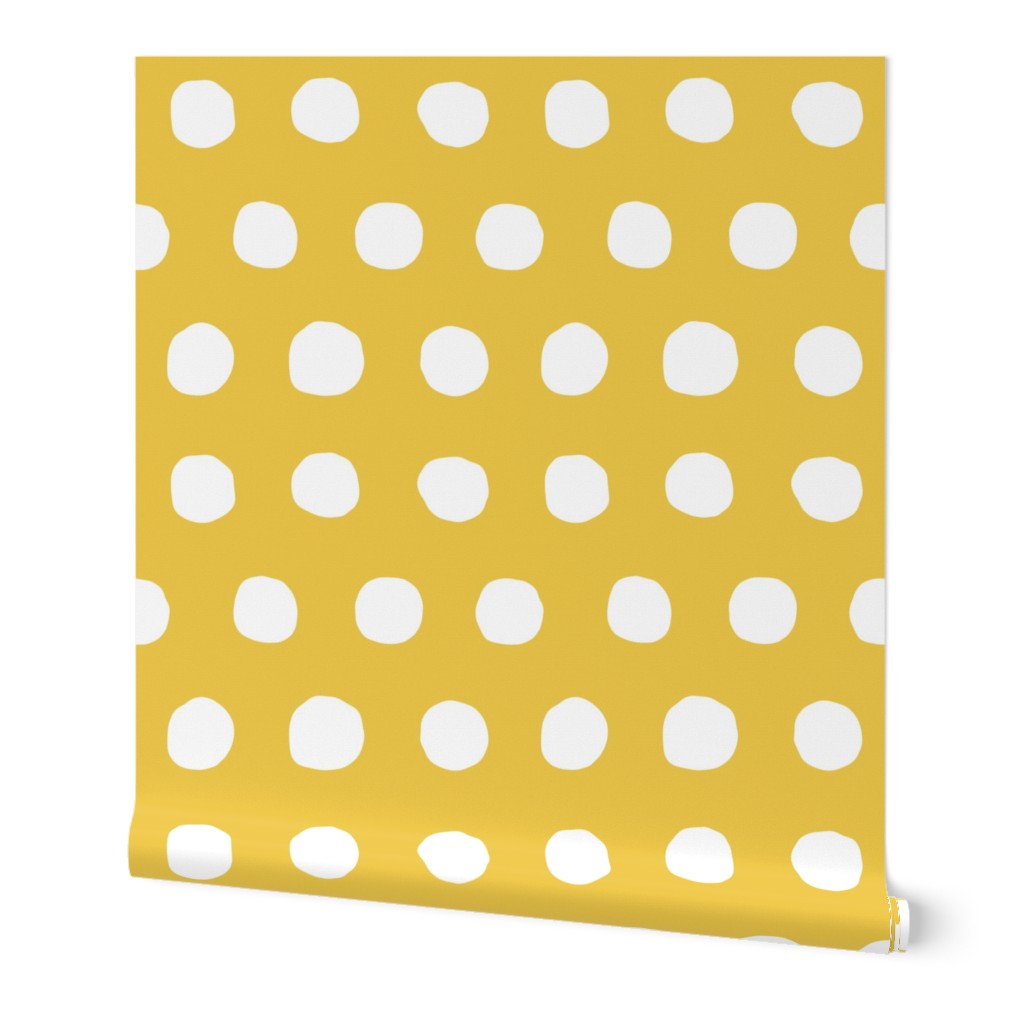 Dots - Yellow and White Wallpaper, 2'x9', Prepasted Removable Smooth, Yellow