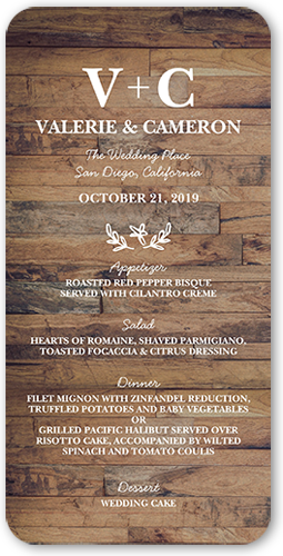 Love And Laughter Forever Wedding Menu, Brown, 4x8 Menu, Standard Smooth Cardstock, Rounded