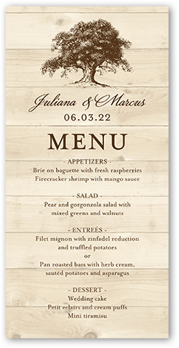 Rustic Statement Wedding Menu, Beige, 4x8 Menu, Standard Smooth Cardstock, Square, Wheat