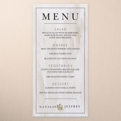 Verdant Union Wedding Menu, Beige, 4x8 Menu, Matte, Signature Smooth Cardstock, Square, Antique White