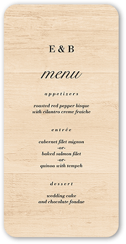 Shiplap Wood Wedding Menu, Beige, 4x8 Menu, Standard Smooth Cardstock, Rounded, Sugar