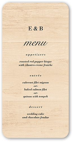 Shiplap Wood Wedding Menu, Beige, 4x8 Menu, Standard Smooth Cardstock, Rounded