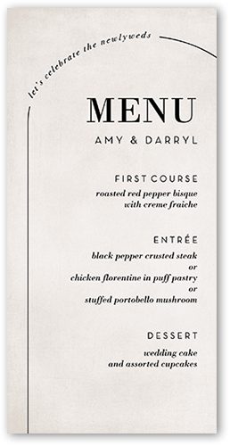 Threshold Wedding Menu, Grey, 4x8 Menu, Standard Smooth Cardstock, Square, Whisper Gray